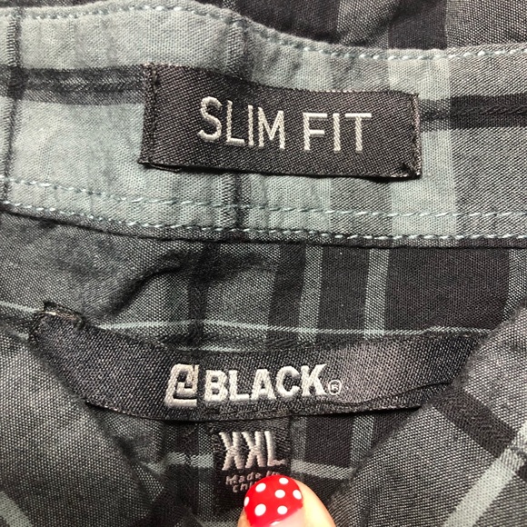 Black Brand Slim Fit Green & Black Plaid Oxford size XXL - Picture 6 of 13